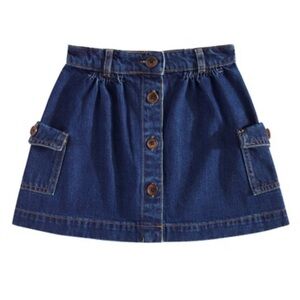 BONPOINT Denim Button-Front A-Line Skirt in Dark Blue